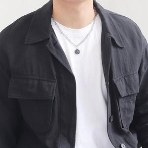 [벨가] 써지컬스틸 굵은 5mm 꽈배기 체인 로고 목걸이