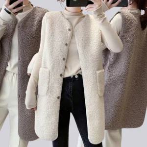 [로즈엘리]FW 포슬포슬 루즈핏 롱 양털조끼 2컬러