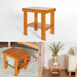 낮은 우드사각보조의자 원목스툴 나무작은선반 발받침대