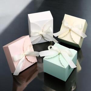 9cm x 9cm x 5cm 리본 소형 포장박스 상자 답례품 비누 접이식 생일