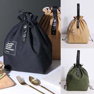 모던 블랙 베이지 캔버스 복조리백 미니 보냉 가방 직장인 도시락 이유식 피크닉 보온 보냉백 쿨링백 런치