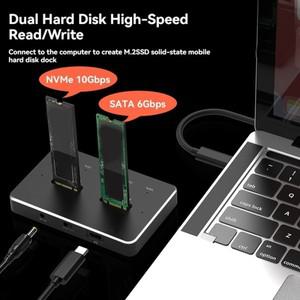 M.2 SATA Nvme 듀얼 베이 하드 드라이브 도킹 스테이션  SSD 복제기  데이터 변속기  USB