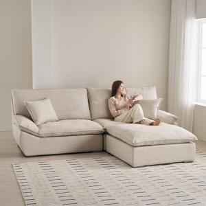 [삼익가구]두모브 구스 패브릭 2인용/4인용 소파(스툴선택/커버분리형)