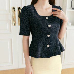 [시크라인] 큐렌 트위드 블라우스