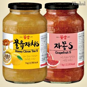 애플 유자티 저당 음료 수제 유기농 자몽차 1kg 2병