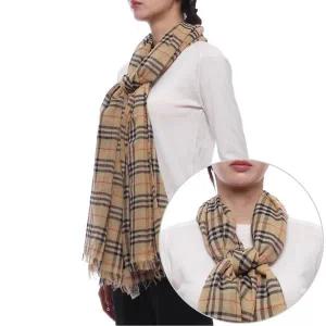 [버버리] 25SS 여성 체크 코튼 머플러 (8109209 SAND W 25S)