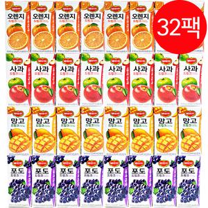 델몬트 드링크 팩음료 쥬스 주스 음료수 음료 190ml 32팩 (사과 망고 포도 오렌지)