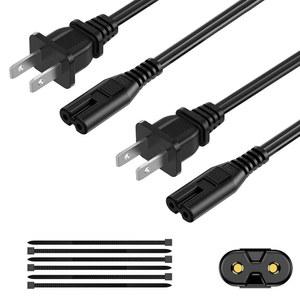 AC 전원 코드 6FT(2팩), 2개의 Prong TV 코드, Xbox One, PS3, PS4, PS5용 공급 케이블 교체, 프린터, 모니터, 사운드 바, 게임 콘솔용 호환