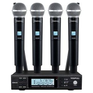 노래 노래방 교회 4x100 조정 주파수(328FT)를 위한 VOXFULL 4채널 UHF 무선 마이크 휴대용 전문가