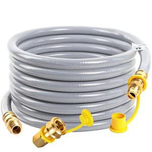 퀵 커넥트가 있는 30피트 3/4인치 Id 천연가스 호스 발전기용 Ng/Lp 프로판 가전제품 그릴 파티오 히터 우수한 소재 고무 및 강력한 황동 피팅용 CSA 인증