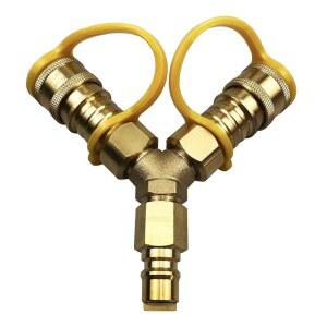 웨버 천연가스 그릴 발전기 파티오 히터 피자 오븐 파이어핏 등을 위한 3/8인치 Y-스플리터 퀵 커넥트 어댑터 교체