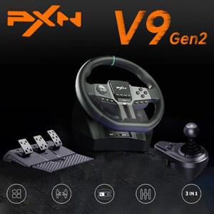 PXN V9 GEN2 업그레이드 레이싱 시프터 게임 270 16비트 클램프 세트 900도 라이트 페달 마그네틱 듀얼 모터 스티어링 회전