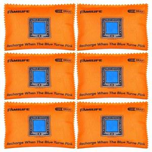 패밀라이프 재사용 가능한 자동차 제습기 가방 댐프리드 실리카 젤 패킷, 자동차용 충전식 컬러 수분 흡수기 홈 옷장 전자 카메라 보관함 금고 서랍, 6팩