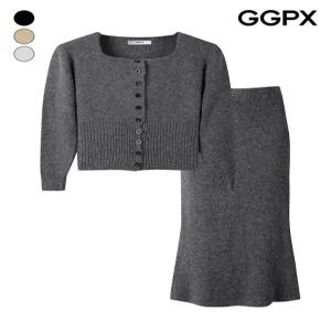 [GGPX]스퀘어 니트 가디건 앤 머메이드 스커트 투피스 (GP1OP012F)