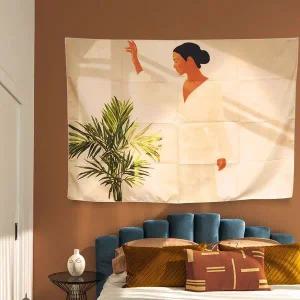 [보리보리/오너클랜]대형 패브릭 포스터 식물과 여성 M