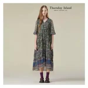 [써스데이아일랜드][Thursday Island] 보더 믹스 맥시 원피스(T236MOP137W)