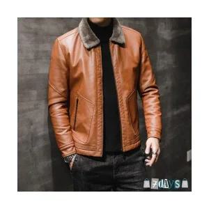 남자자켓 빅사이즈 융 겨울 재킷 일체 칼라넥 가죽옷 퍼 패션 가죽 JEN4