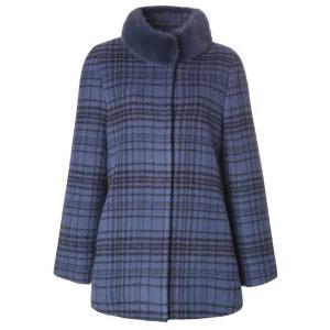 벨리시앙 브랜드관 밍크 카라 체크 울 하프코트_HC2403