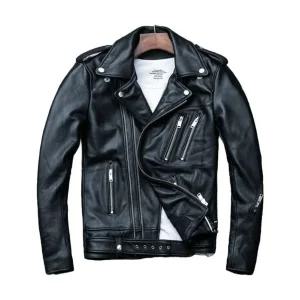 남성 리얼 양가죽 가죽 자켓 라이더 벨트