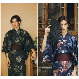 남성 유카타 기모노 온천 로브 샤워가운 전통의상 여름