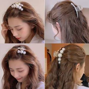 진주 올림머리 반머리 헤어 왕 집게핀 진주 젤리집게 올림머리 진주집게핀