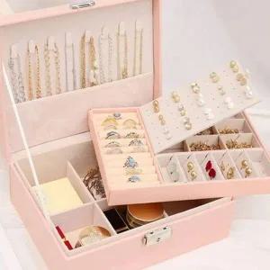 액세서리 보관함 보관케이스 악세사리 핑크 2단
