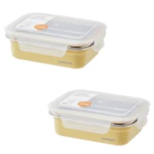 락앤락 컬러 스텐 용기 반찬통 밀폐 옐로우 600ml 2p