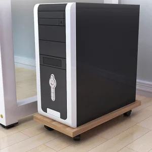 컴퓨터 본체거치대 원목 데스크탑 받침대 다용도 이동식 화분받침 바퀴 선반 pc