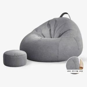YAPOGI 발코니 패브릭 빈백푹신한 1인용 소파 (발판+허리쿠션) 그레이