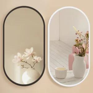 플로스 양타원 화장대 욕실 벽 거울 인테리어 벽걸이 타원형 나무 우드 원형 거울 엔틱 원목