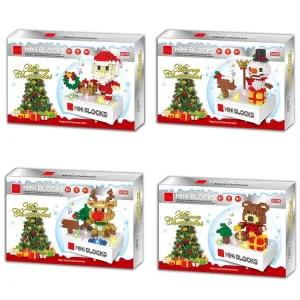 크리스마스 멜로디 LED 나노 블럭 4종 랜덤 피규어 산타 루돌프 눈사람 조립 장난감 크리스마스