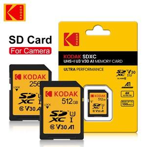 KODAK SD 카드 고속 U3 64GB/128GB/256GB/512GB SDXC V30 4K HD 메모리 카메라용 풀 사이즈