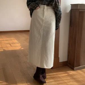 [코코블랑] 아테 코듀로이 롱 스커트