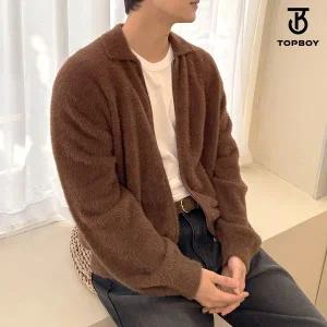 [탑보이]겨울 앙고라 세미 크롭 카라 집업 가디건 (ATH002)