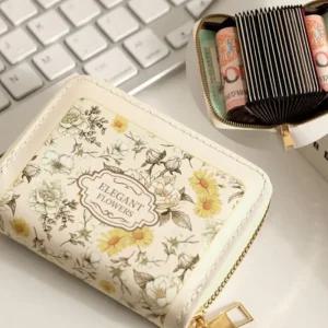 여자 카드지갑 꽃무늬 아코디언 대용량 카드 명함 홀더 빈티지 학생