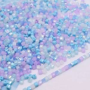 시드비즈 구슬 공예 반지 팔찌 4mm 100개 체코 크리스탈 유리 큐브 스퀘어 비즈 쥬얼리 위한 컬러 캔디 씨