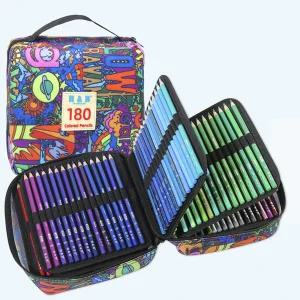 HB문화사 페브릭 가방 72컬러 120컬러 180컬러아트 유성 색연필 전문가용+연필깎이+지우개