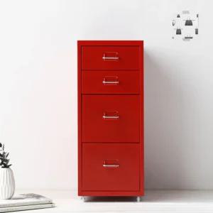 마켓비 4단 서랍장 책상 사무실 철제 수납장 2.2 레드 BNS