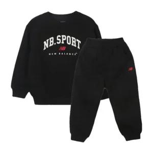 뉴발란스키즈트레이닝세트 HQK NK9YFB411U-19 ESSENTIAL 로고 포인트 기모 스웨트 셋업
