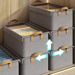 부직포 리빙박스 의류 수납함 이불 정리 옷 보관 프레임 커버 상자