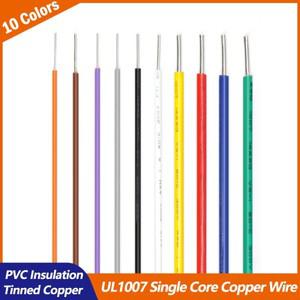 UL1007 단일 코어 구리 와이어 PVC 절연 솔리드 주석 도금 전자 케이블 라인 26 24 22 20 18 16 14AWG 10