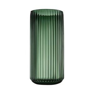 농가 식탁 중앙 장식용 디녀 큰 원통 골지 그린 유리 꽃병