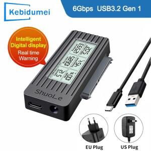 USB 3.2 3.0-SATA III 어댑터 변환기 케이블 2.5/3.5 인치 SSD HDD 하드 드라이브 용 디지털 디스플레이 케