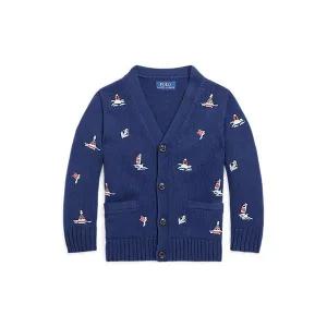 폴로 랄프 로렌 브랜드관 키즈 남아 2-7세 노티컬 면 V넥 카디건(CWPOSWEB6820398410) 808788