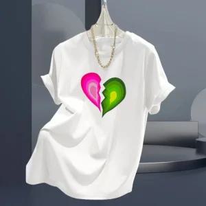 여름 러브 패션 토바이 티셔츠 핸드 의류 남성 루즈핏 반팔 오 상의 디 순면 탑 프린트