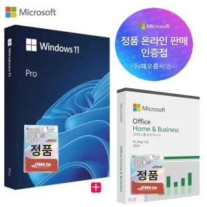 마이크로소프트 윈도우11 프로 처음사용자용 FPP + 오피스 2024 홈앤비지니스 업무용 MS 패키지