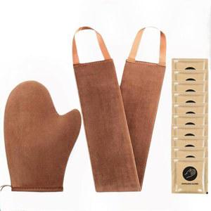 dteom in 셀프 태닝 미트 어플리케이터 키트 streak 프리 로션 양면 재사용 가능한 선리스 일회용 장갑 10켤레 갈색