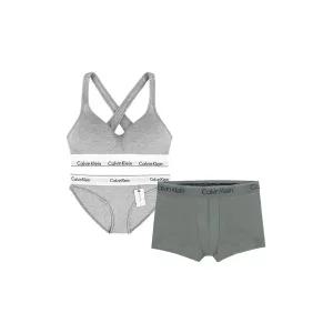 [Calvin Klein][LIVE특가]커플 속옷세트 여성브라팬티세트1종+남성드로즈1종/쇼핑백증정(그레이)