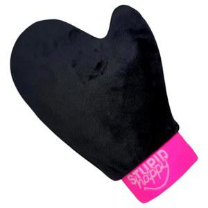 엄지손가락이 달린 바보 같은 해피 셀프 태닝 미트 어플리케이터 완벽함을 위한 더블 라인 벨벳 장갑 또는 로션 적용 부드럽고 재사용 가능하며 세탁 가능한