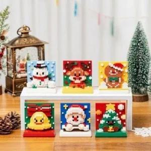 (색상 종)크리스마스 입체 블록 액자 엄마표미술놀이 입체 재료 크리스카스 블럭 액자 세트 만들기 어린이